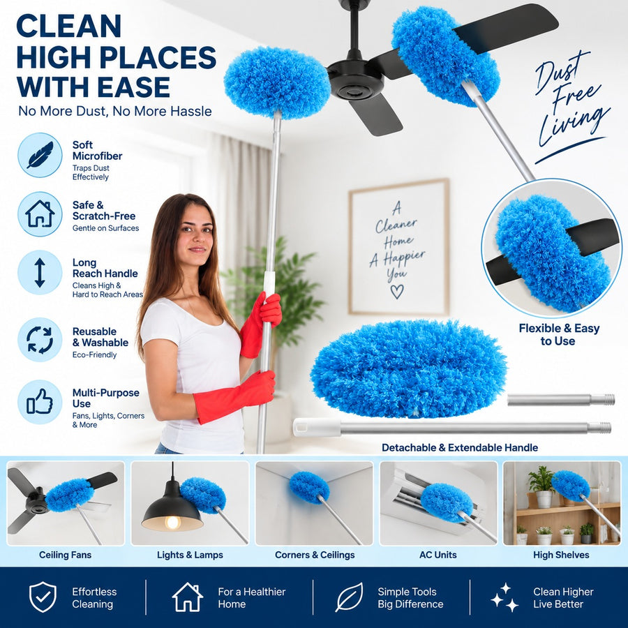 Ceiling Fan Cleaner Brush with Extendable Pole (Assorted Color)