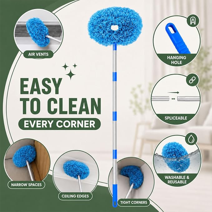 Ceiling Fan Cleaner Brush with Extendable Pole (Assorted Color)