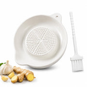 Ceramic Garlic Grater Plate with Brush