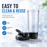 600ml Protein Shaker Bottle with Storage Compartment and Stainless Steel Blender
