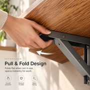 Wood Wall Mounted Round Corner Folding Study Laptop Table Foldable Space Saving Floating Desk for Home &amp; Office (MT-002 / Brown Oak / 80 × 40 cm)