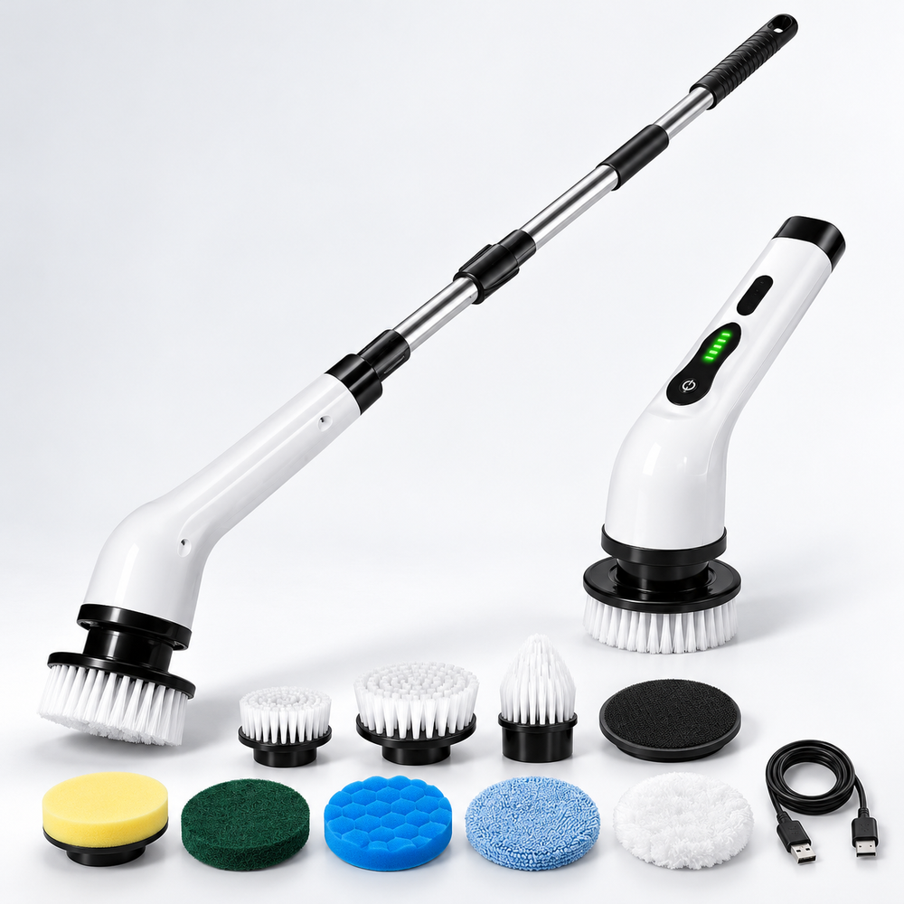 9-in-1 Electric Spin Scrubber with Extendable Handle