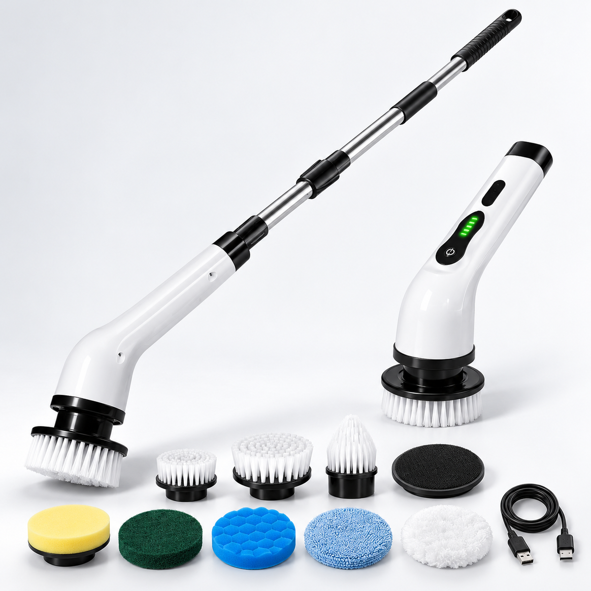 9-in-1 Electric Spin Scrubber with Extendable Handle