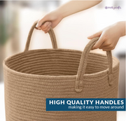 Jute Laundry Bag for Clothes (50L) | Laundry Basket for Clothes | Clothes Basket | Toy Storage Basket for Storage (16x16x18 in, Natural Brown)